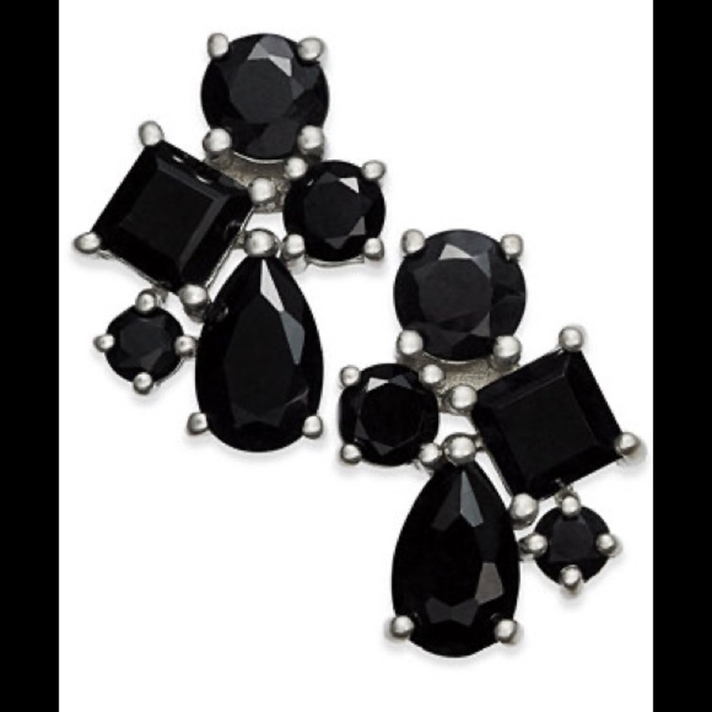 Black sapphire cluster stud earrings (5-1/2ct. T.w) in sterling silver